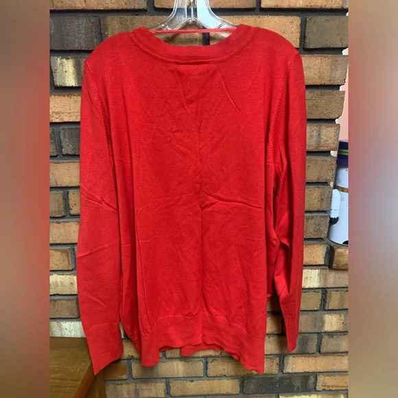 NWT Lane Bryant Red V-Neck Sweater with Long Sleeves - Picture 2 of 5